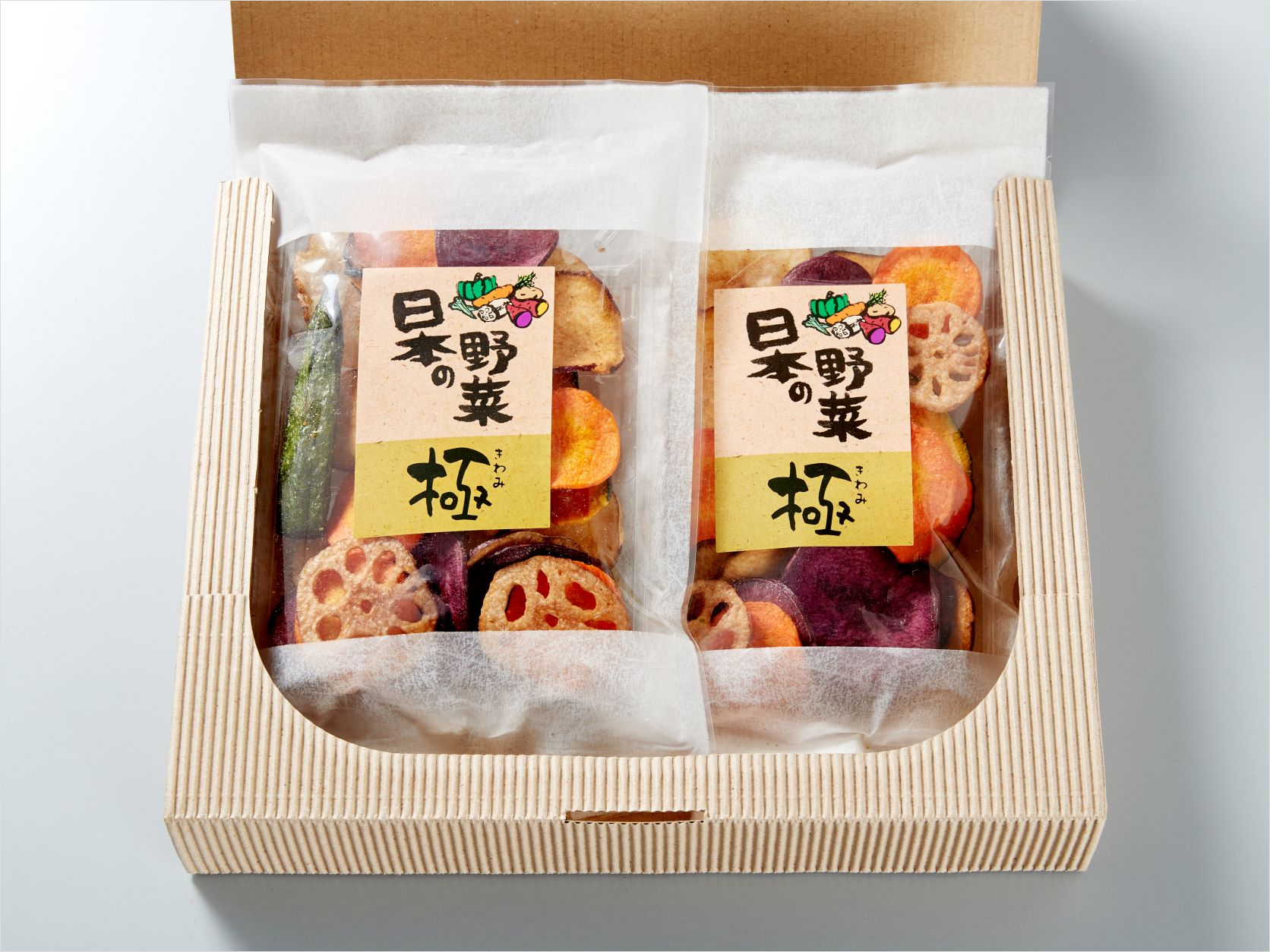 日本の野菜・極（42gｘ2袋ギフト箱）｜国産・独自製法・極上野菜チップス