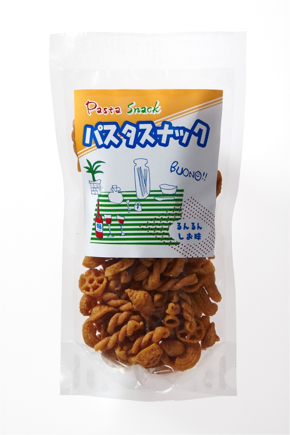パスタスナック・るんるんしお味(65g)|デュラム・セモリナ100%・独自製法
