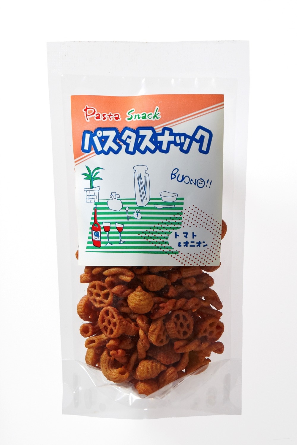 パスタスナック・トマト&オニオン味(62g)|デュラム・セモリナ100%・独自製法